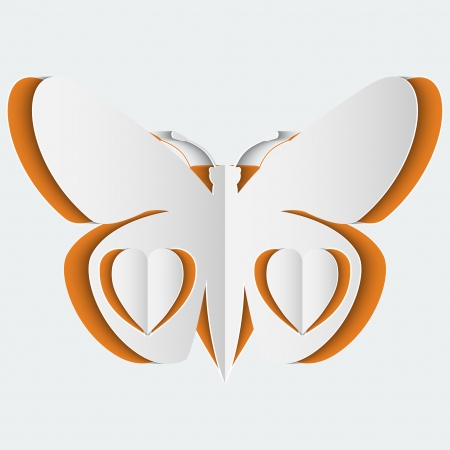 Abstract background with white paper butterfly and hearts  Vector illustration のイラスト素材