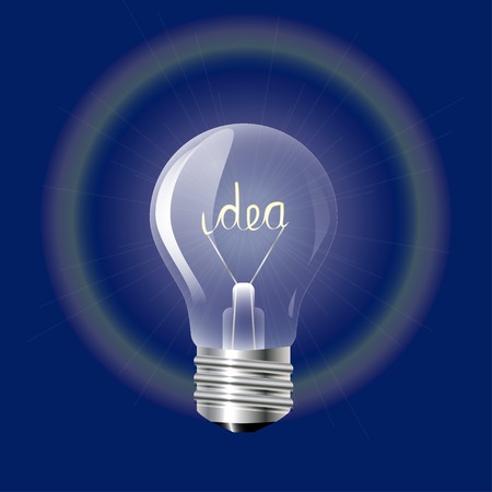 Concept ideas in the form of light bulb on a blue background  Vector illustration のイラスト素材