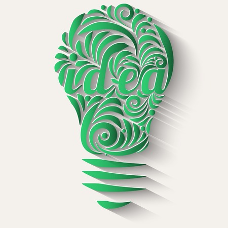 Concept vortex ideas in the form of green light bulb  Vector illustration のイラスト素材
