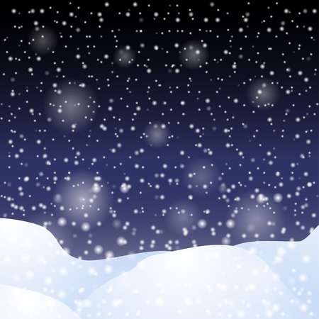 Falling snow against the dark night skyのイラスト素材