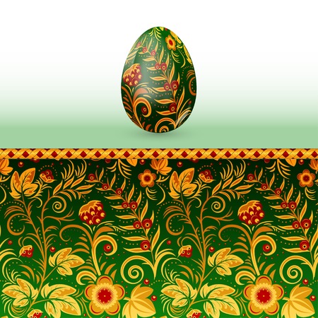 Colorful Easter egg stylized Russian khokhloma pattern.のイラスト素材