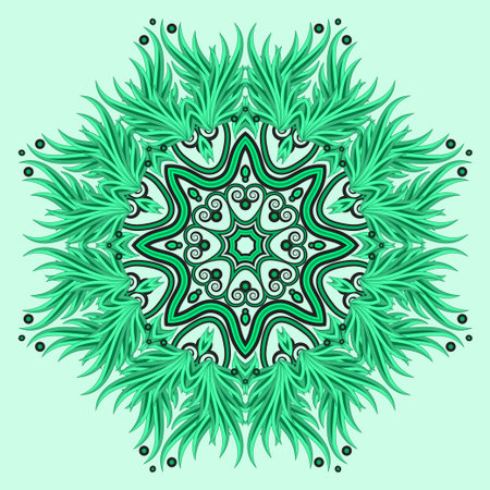 Mandala ornament in green colors  のイラスト素材