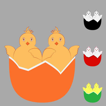 Two in one chicken egg. Abstract design template. Icon concept approach or kinship. のイラスト素材