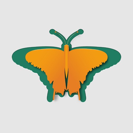 Greeting card with colorful paper butterfly. Vector illustration.のイラスト素材
