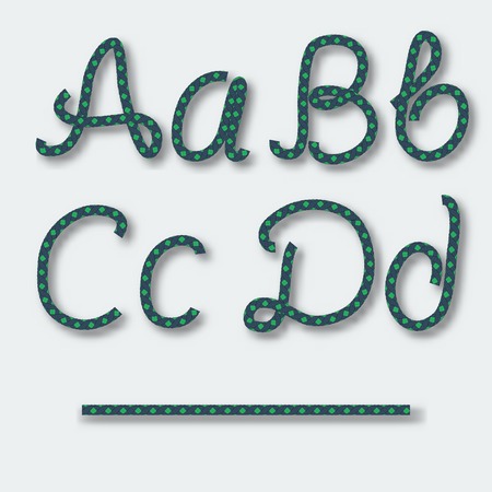 Letters A B C D - handwritten alphabet of rope. Vector illustration.のイラスト素材