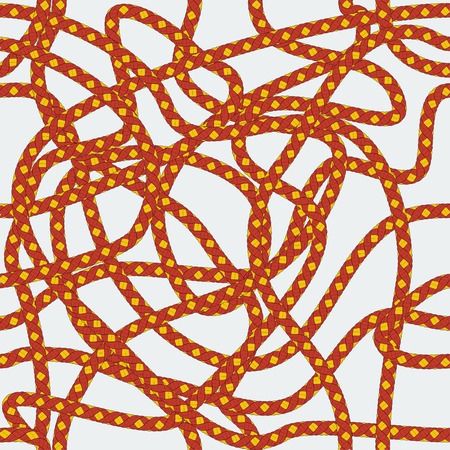 Marine seamless pattern of tangled colorful rope. Abstract background. Vector illustration.のイラスト素材