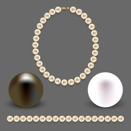 A collection of objects made   of pearls on gray background  Can be used as an independent background, or greeting card  Vector illustration のイラスト素材