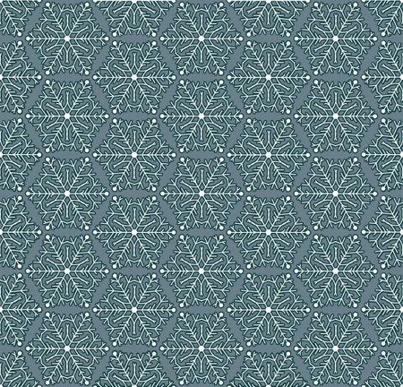 Seamless winter pattern with snowflakes. Flat ornament in vintage colors. Vector illustration.