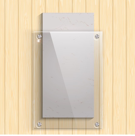 The glass plate with a paper on the background texture of wood ash.  Vector illustration.のイラスト素材