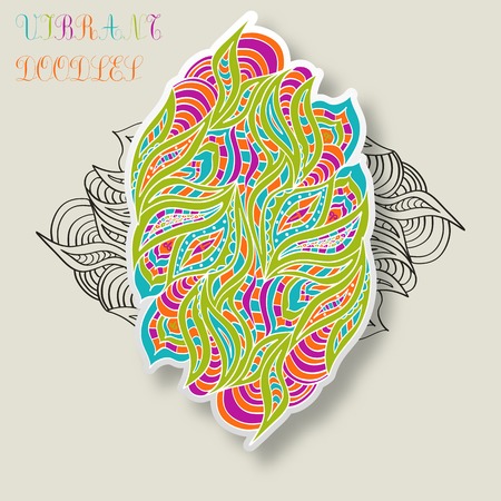 Doodle abstract background. Color and monochrome pattern. Vector illustration.のイラスト素材