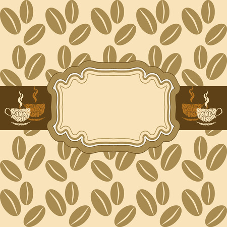 Light background with coffee beans. Vignette with space for text. Vector illustration.のイラスト素材