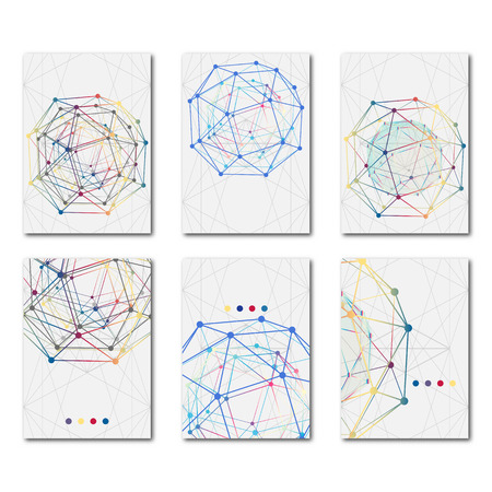 Set of templates business scientific brochures. Modern stylish graphics. Use in design banners, flyer, corporate report, presentation, advertising, marketing etc. Vector illustration.のイラスト素材