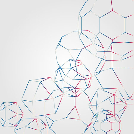 Abstract geometric background with frames volumetric geometric shapes. Scientific and technical concept. Vector illustration.のイラスト素材