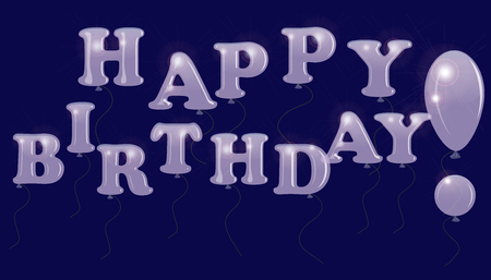 The inscription Happy Birthday of colorless transparent balloons, isolated on a dark background. Vector illustrationのイラスト素材