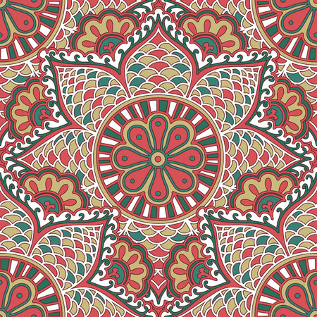 Seamless colorful pattern in Indian motif. Zenart ornament boho style. illustrationのイラスト素材