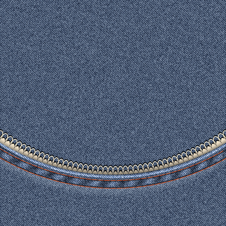 Denim background with a semicircular seam with lace. Vector illustration.のイラスト素材