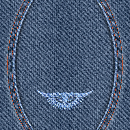 Denim blue background with two seams. Vector illustration.のイラスト素材