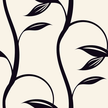 Seamless pattern of climbing plants. Monochrome Black vines on a white background. Vector illustrationのイラスト素材