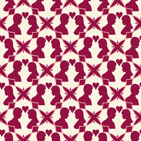 Love seamless geometric pattern. Valentine day background. Vector illustrationのイラスト素材