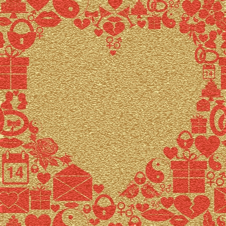 Background Valentines Day. Frame in the shape of a heart on a textured background. Vector illustrationのイラスト素材