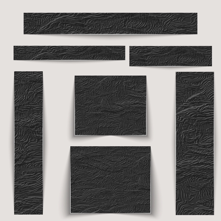 Textured banners set. Texture black wrinkled skin of different sizes. Vector illustrationのイラスト素材