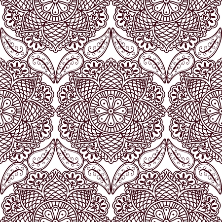 Pattern with hand drawn henna mehendi mandalaのイラスト素材