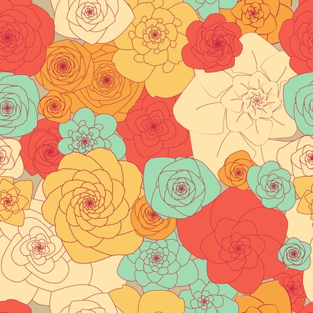 Simple primitive seamless floral pattern of bright large flowers. Vector illustrationのイラスト素材