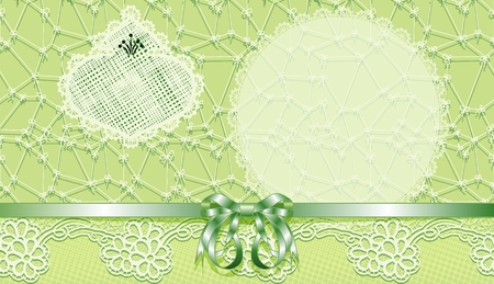 Template gift voucher with a bow and lace. Vector illustrationのイラスト素材