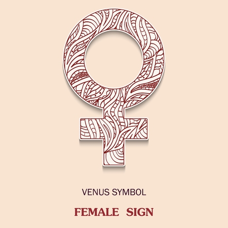 Symbol of Venus is a female floor sign with a pattern in tribal Indian style. Vector illustrationのイラスト素材