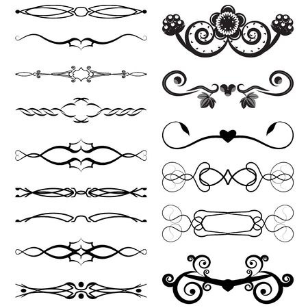 Set of decorative dividers isolated on white. Vector illustrationのイラスト素材