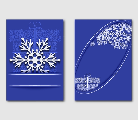 I love the winter greeting card with snowflakes and gift box. Can be used as Christmas party invitations or Christmas background. Vector illustrationのイラスト素材