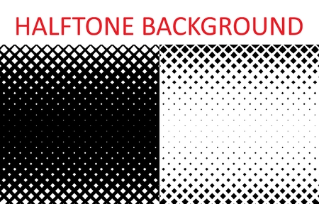 Set of monochrome halftone backgrounds from small squares. Vector illustration.のイラスト素材