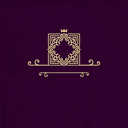 Monogram frame template with crown. Identity design with letter for cafe, shop, store, restaurant, boutique, hotel, heraldic, fashion and etc. Vector illustration.のイラスト素材