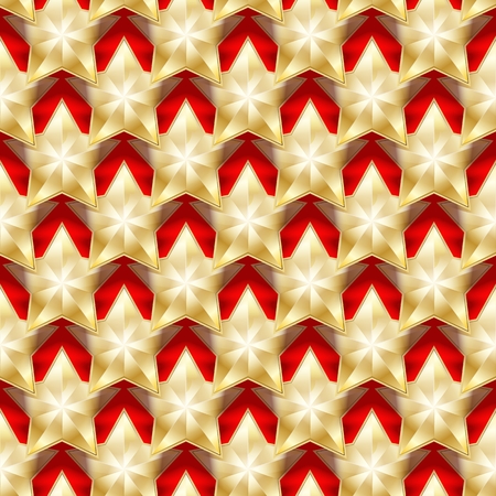 Seamless gold stars on a red background. Vector illustration.のイラスト素材