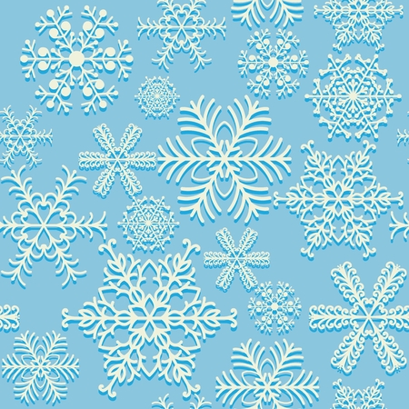 Seamless snowflakes pattern blue and white background design. Vector illustration.のイラスト素材