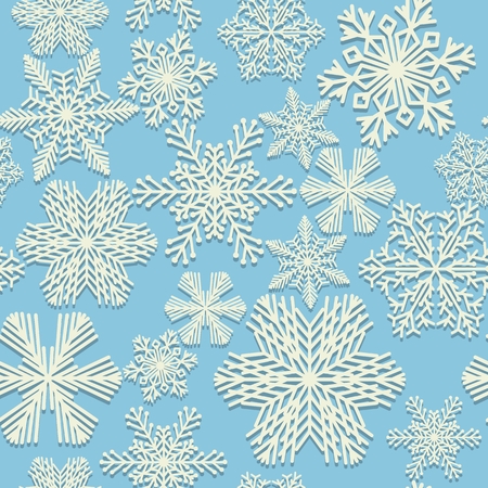 Seamless snowflakes pattern blue and white background design. Set of snowflakes. Vector illustration.のイラスト素材
