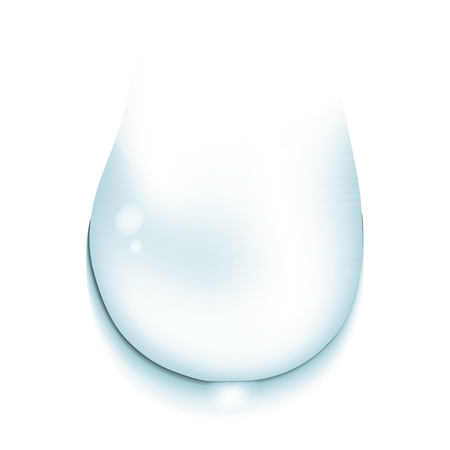 Water drop on white background close-up. 3D realistic transparent stain and splash of rain. Vector illustrationのイラスト素材