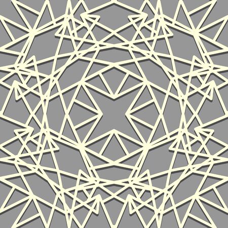 Seamless White oriental pattern with four-pointed stars. Islamic background. Arabic line art texture. Vector illustrationのイラスト素材