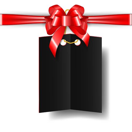 Black Friday sales tag with Red bow and ribbon For marketing gifts and discounts. Elements for Fashion sales isolated on transparent background. Vector illustrationのイラスト素材
