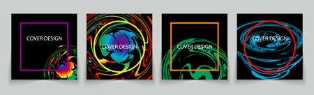 Creative cover design for story template. Social media posts, Square banner art style. Collection backgrounds with abstract spots. Vector illustrationのイラスト素材