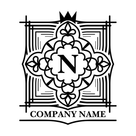 Elegant Logo mandala sign. Retro Monogram design for hotel Spa, Restaurant VIP Fashion and Premium brand identity. Classic logotype template for graphic wedding packaging. Vector illustrationのイラスト素材