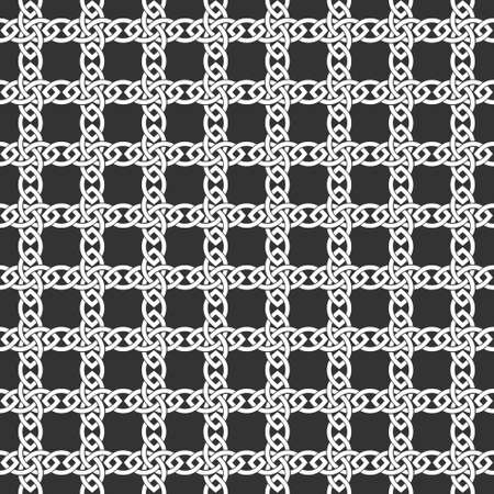 Celtic seamless pattern of intertwined chain links. Abstract vintage geometric wallpaper. Background with Monochrome ornament. Vector illustrationのイラスト素材