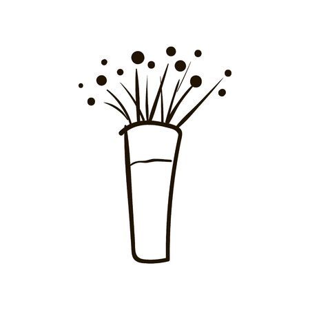 Illustration of flowers in a vase, sketch bouquet in a jar of water,のイラスト素材