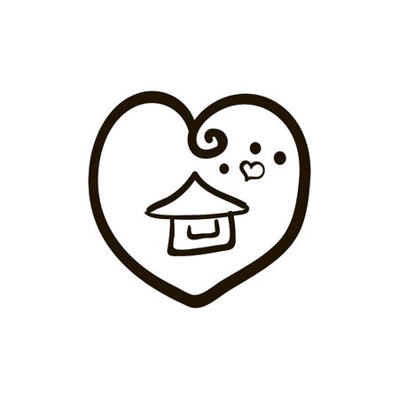 Illustration of love to home, home comfort, nice and nice. House in the heartのイラスト素材
