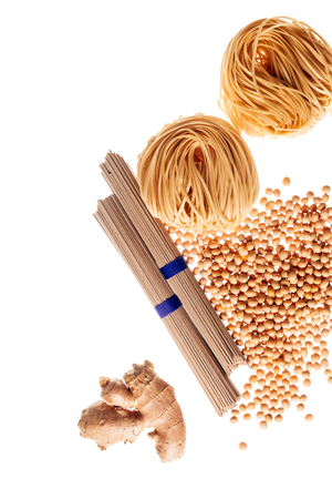 Food ingredients of Asian cuisine. Isolated on whiteの写真素材