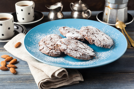 pan dei morti. italian biscuits for the autumn holidays. traditional cookies  and coffee. is a sweet related to Halloween, the night of witches.の写真素材