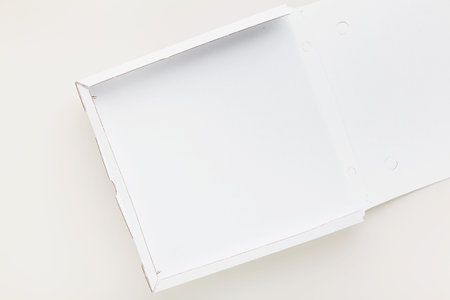 empty cardboard box pizza packaging for restaurants, menus or advertising