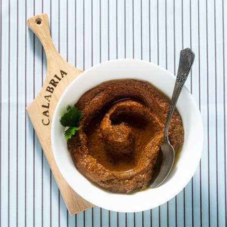 sun-dried tomato and walnut appetizer in a bowl. recipe of the southern region of Italy - Calabriaの写真素材