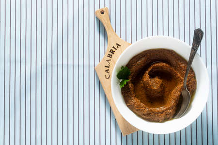 sun-dried tomato and walnut appetizer in a bowl. recipe of the southern region of Italy - Calabriaの写真素材