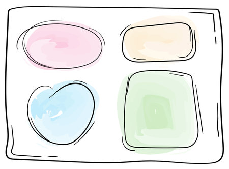 Set of colorful pastel watercolor hand drawn frames. Vector illustrationのイラスト素材